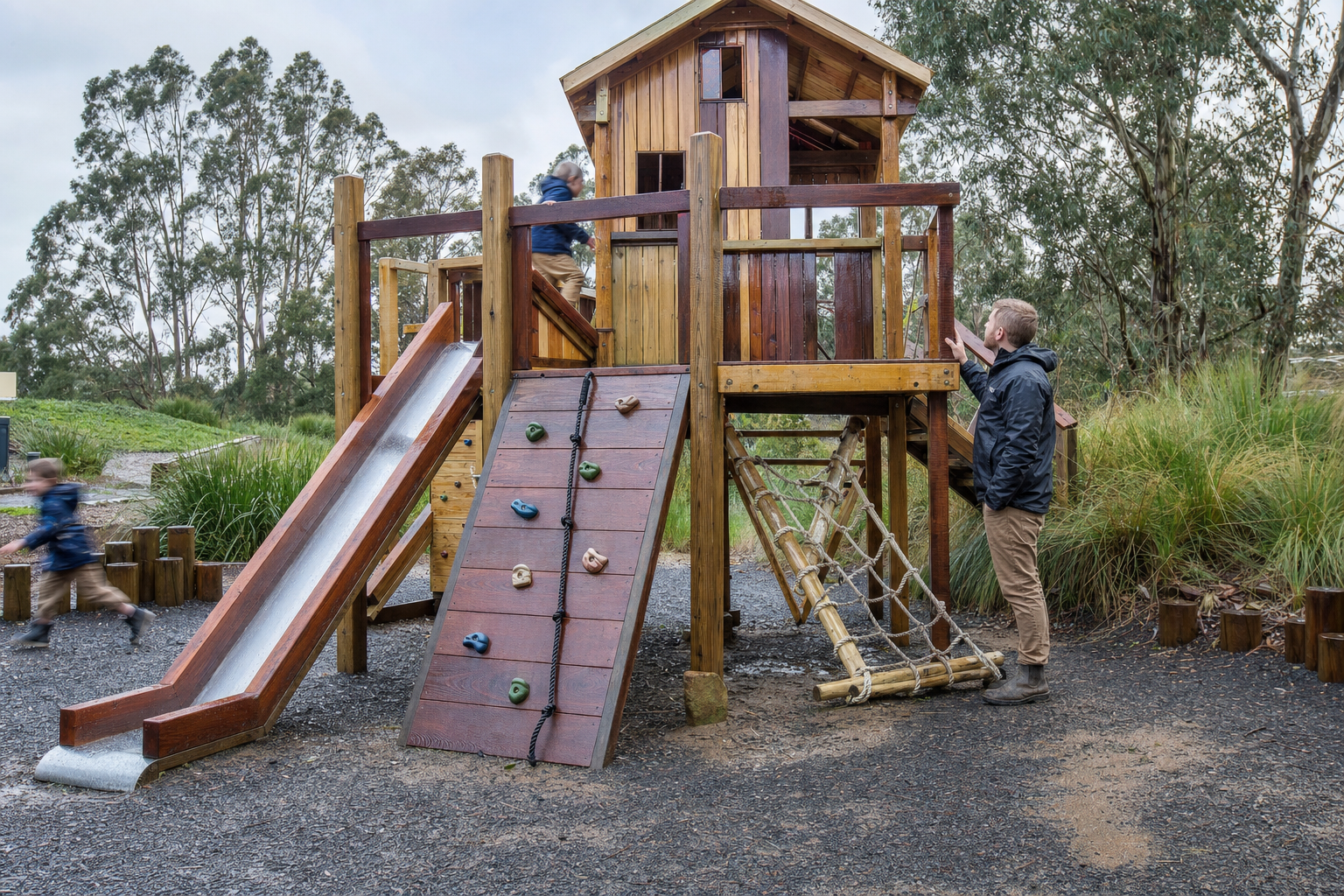Verschillende houtsoorten voor speeltoestellen