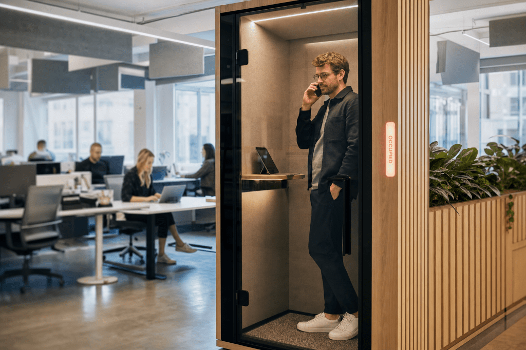 Welke geluidsdichte cabine past het best bij mijn kantoor: een belcel, focusruimte of vergaderpod?